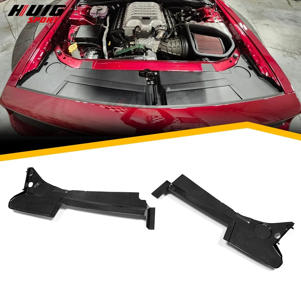 

2015+ For Dodge Challenger SRT Hellcat Automotive Exterior Accessories Dry Carbon Fiber Engine Trim Water Tank Radiator Cover