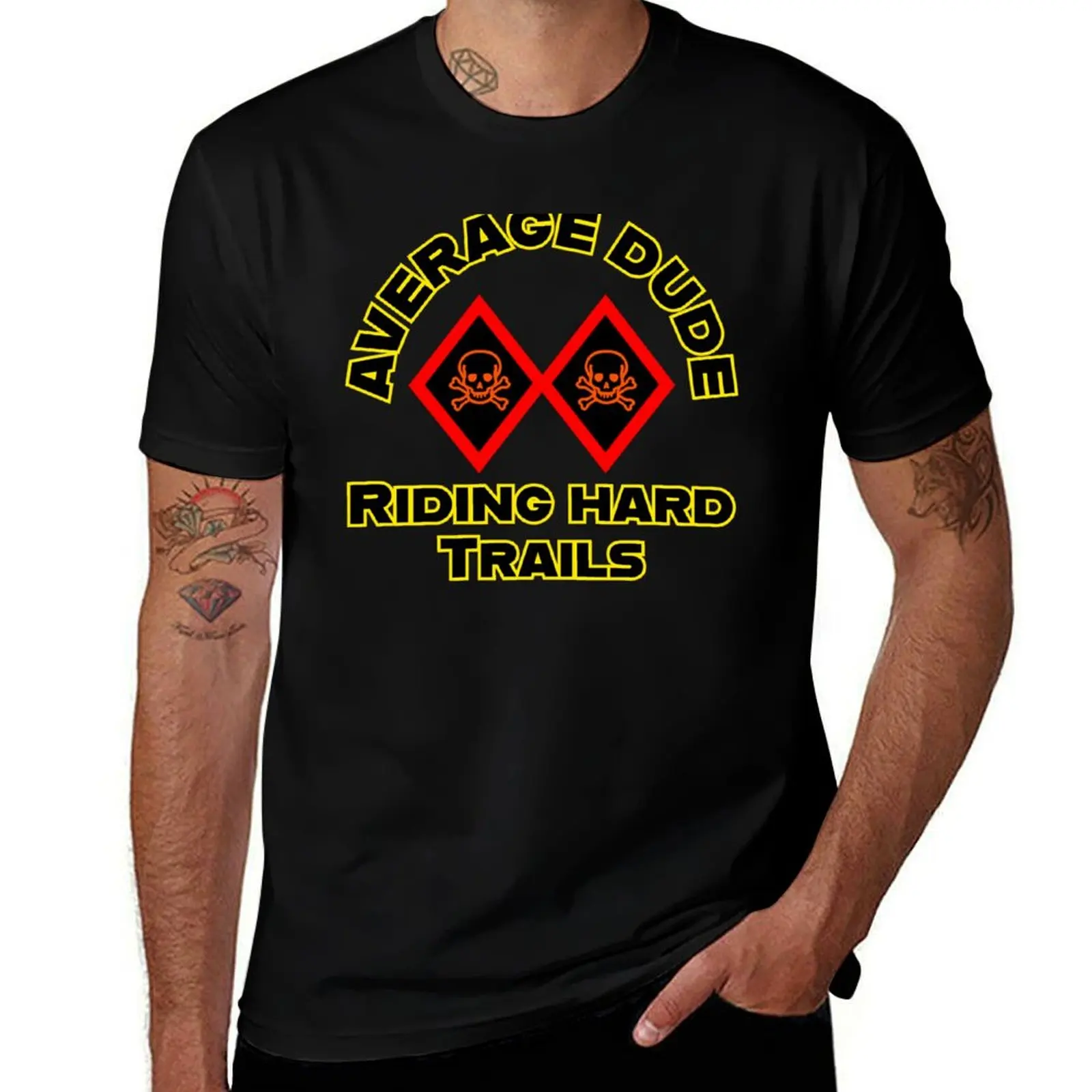 Average Dude Double Black T-Shirt Basic Short Sleeve T-Shirt for Men