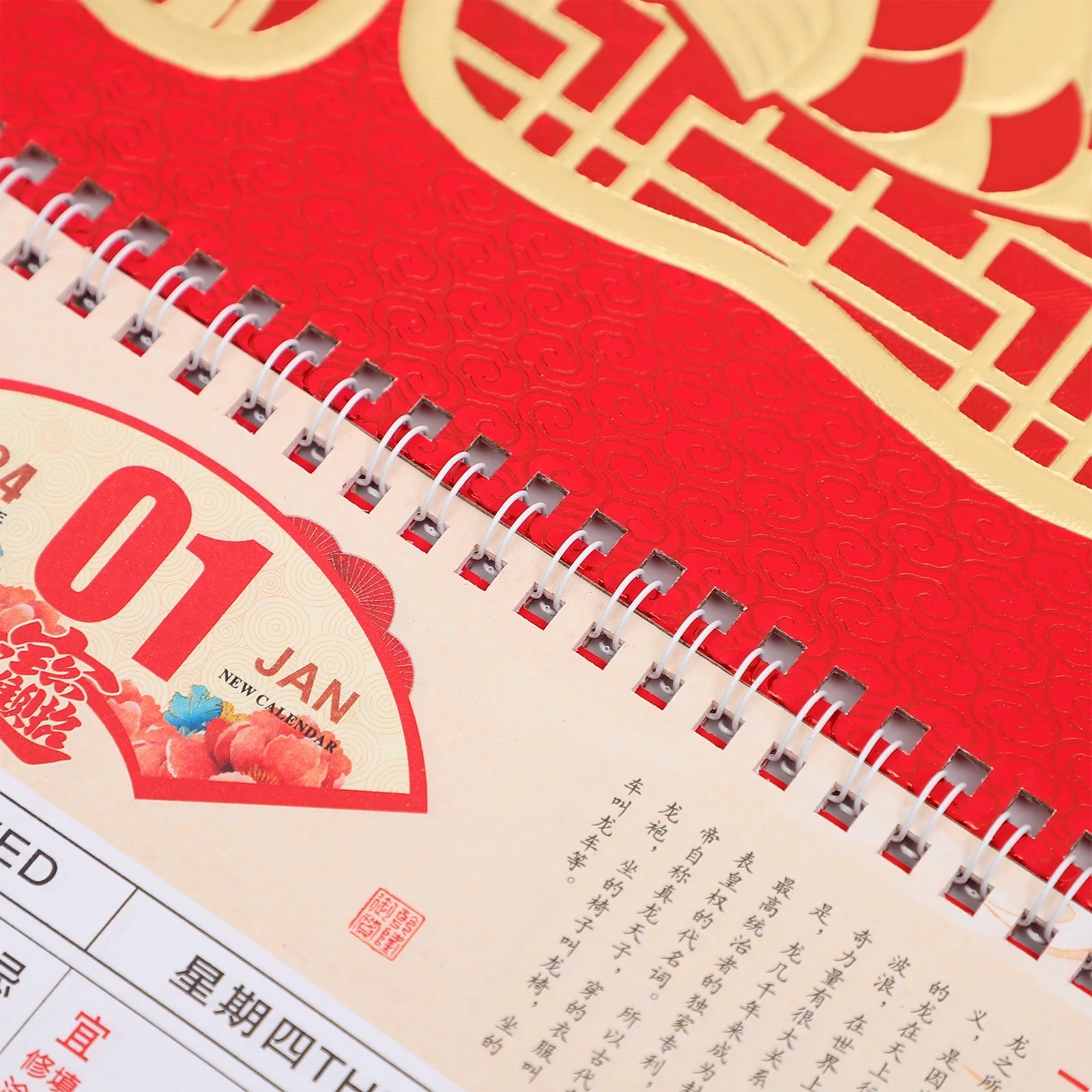 

2024 Dragon Year Calendar Chinese Red Lunar Hanging Wall Planner Clear Printed Monthly Daily Home Office Decor Durability