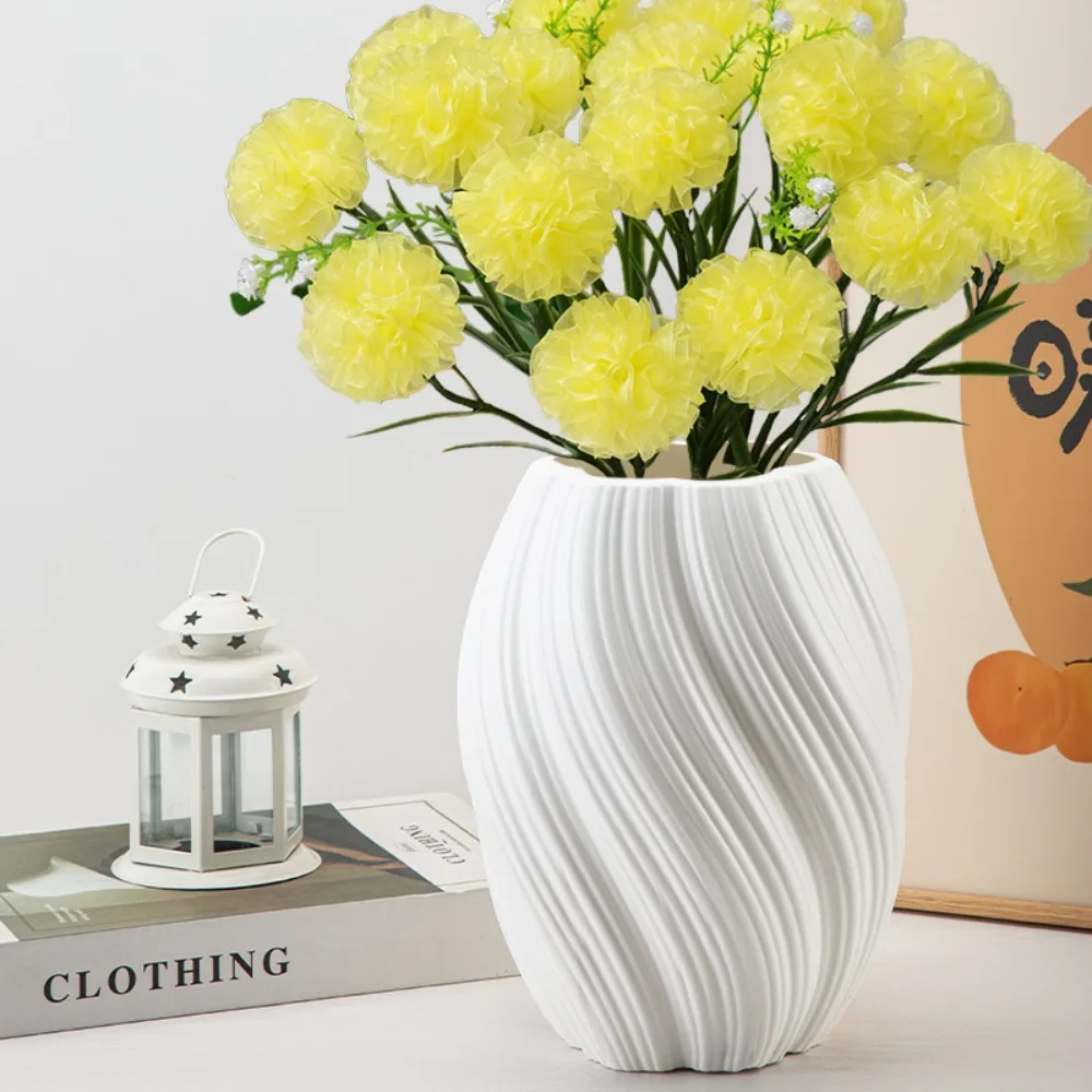Nordic Wave Shaped Plastic Vase White Home Decoration Flower Arrangement Decoration High-end Table Center Vase