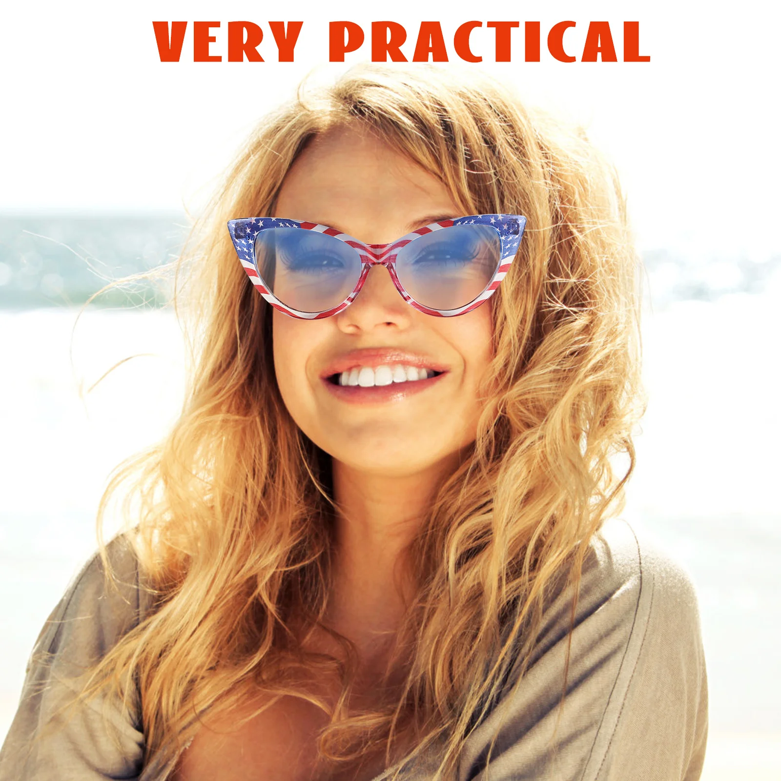 

Triangular Cat Eye Sunglasses with American Flag Design Stylish 4Th July Accessories for Women Patriotic Party Glasses Fun Photo