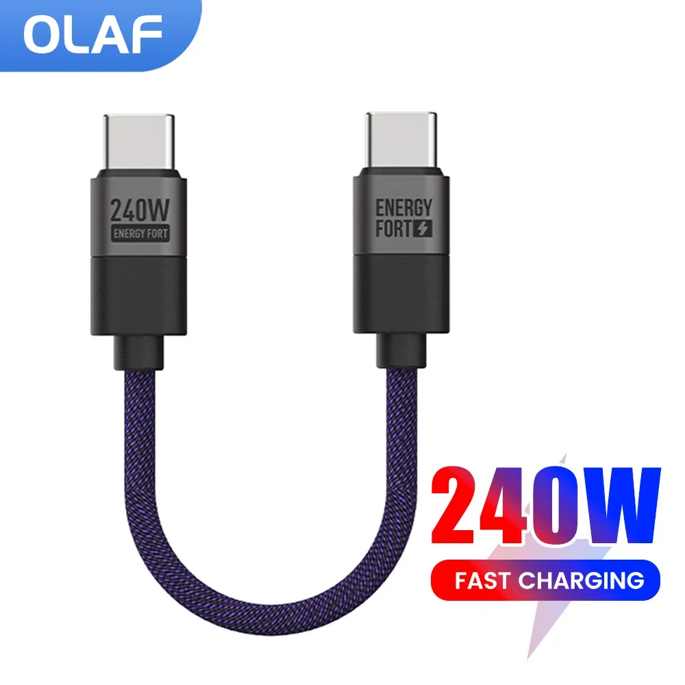 Olaf 240W Short Cable Type C to Type C Fast Charging Cable 0.2M 0.5M 0.9M USB C Data Cord For Power Bank iPhone15 Sumsung Laptop