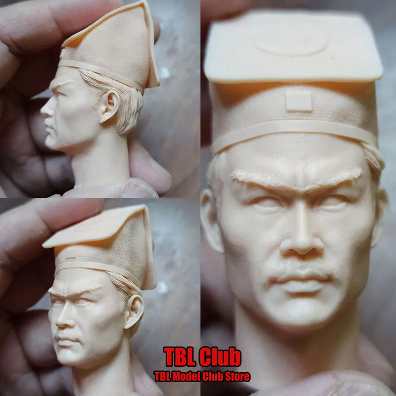 Unpainted 1/6 Scale Male Soldier Ching-Ying Lam Head Sculpt Vampire Expert Uncle Nine White Model Head For 12inch Action Figure