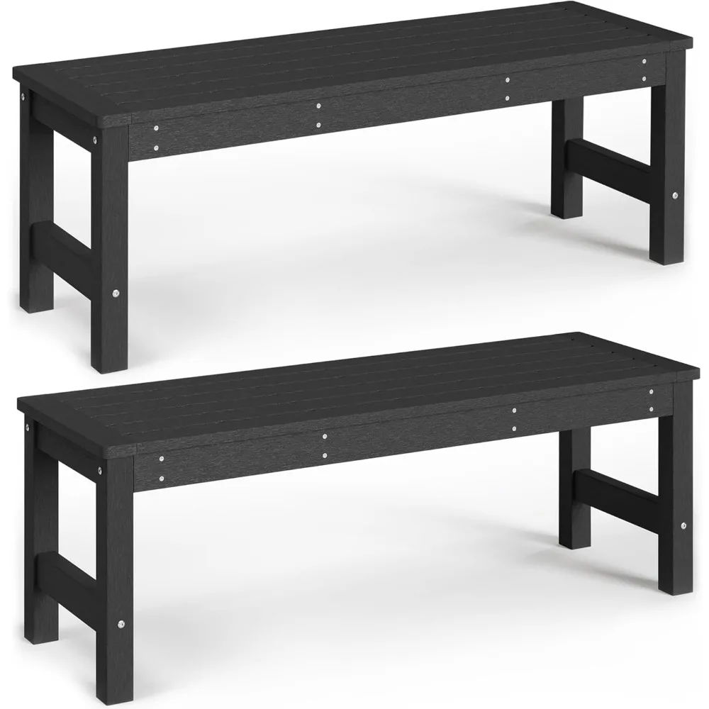 

48" HDPE Outdoor Bench Set of 2, All-Weather & Fade-Resistant 2-Person Garden Bench, Low Maintenance Patio Bench for Garden, Bal