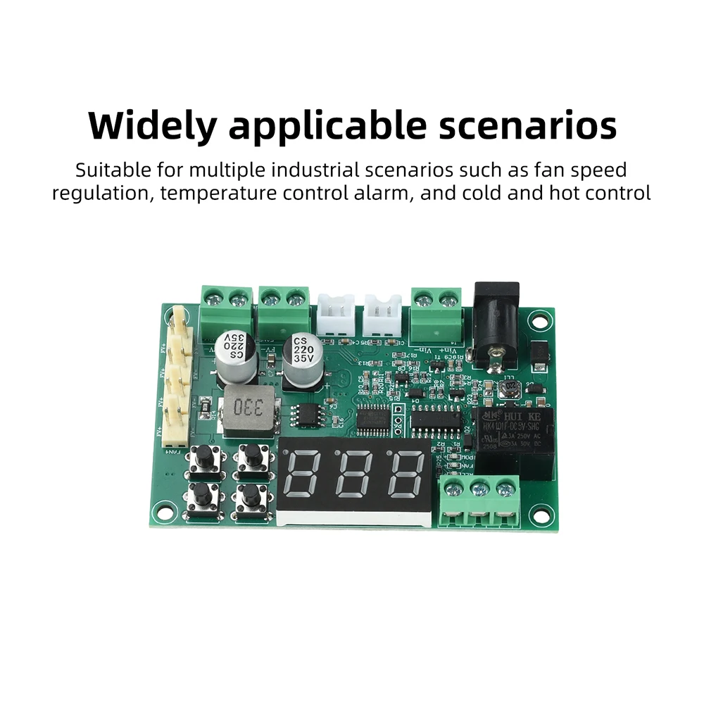 Digital Fan Speed Controller For DC 12V/24V 2/3/4 Wire Fans With Temperature Display And Adjustable Parameters