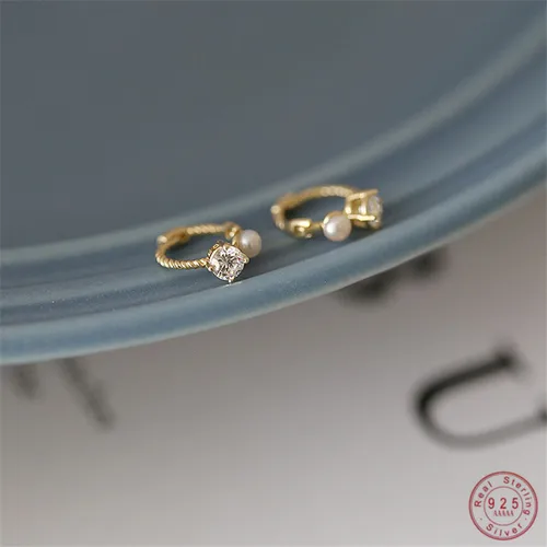 925 스털링 실버 간단한 작은 진주 지르코니아 귀걸이 여성 기질 달콤한 보석 