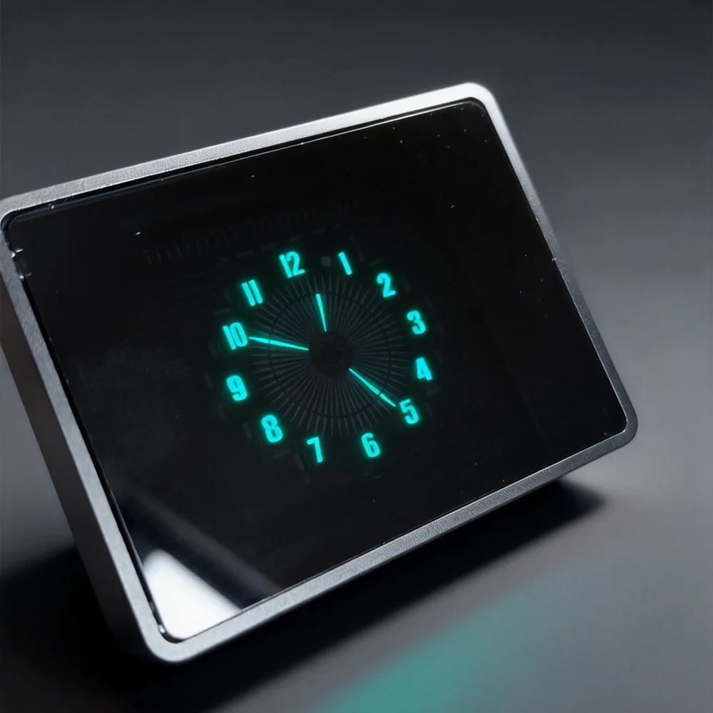 Mini Kreativer Retro High-End Holzmaserung / Aluminiumlegierungsgehäuse Desktop WIFI-Uhr Zeiger-Typ 5V Vakuum-Fluoreszenz-Bildschirm – Detail 14