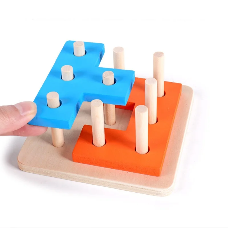 Kinder Holzbau steine Montessori Spielzeug bunte geometrische Figur Säule blockiert frühe Lernspiel zeug