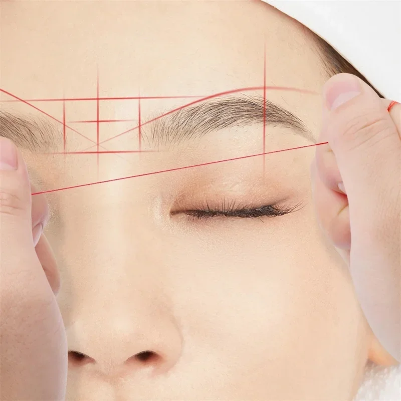 10M Red/Pink Microblading Mapping Pre-Ink String for Makeup Eyebrow Dyeing Linen Thread Semi Permanent Positioning Measure Tool