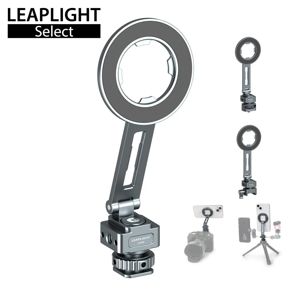 

LEAPLIGHT Hot Shoe Magnetic Camera Phone Holder w 1/4" NATO Phone Tripod Mount for Magsafe iPhone 16 15 14 13 Android