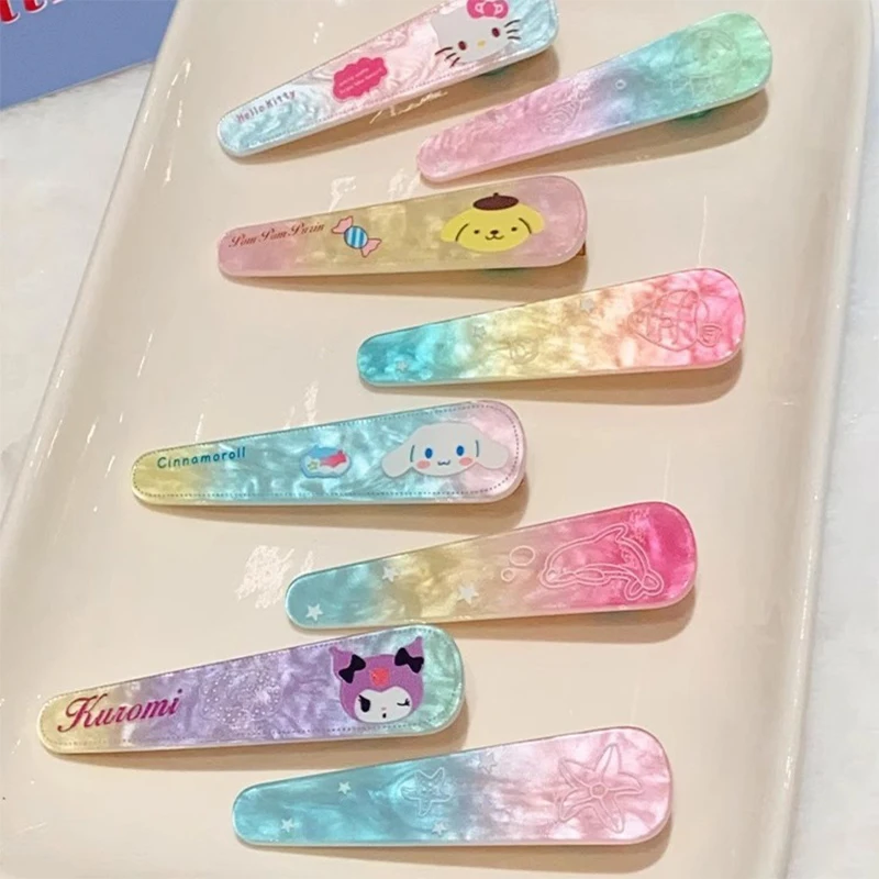 1/2 pz Sanrio Kawaii frangia clip ornamenti per capelli estivi Anime Cinnamoroll Pochacco carino elegante ragazze regalo per bambini