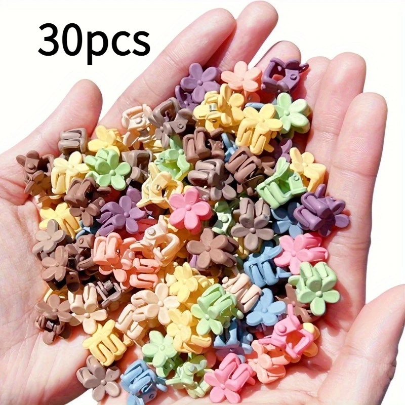 20/30/50 Sets Mini-Haarspangen, Niedliche Blumenförmige Haaraccessoires aus Kunststoff, Einfarbige Zöpfe, Geeignet für Teenager, Süß – Detail 8