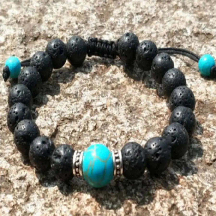 

Handmade natural Turquoise bead bracelet, men's cuff button bracelet, Ramadan prayer bead bracelet,holiday gift, daily wear