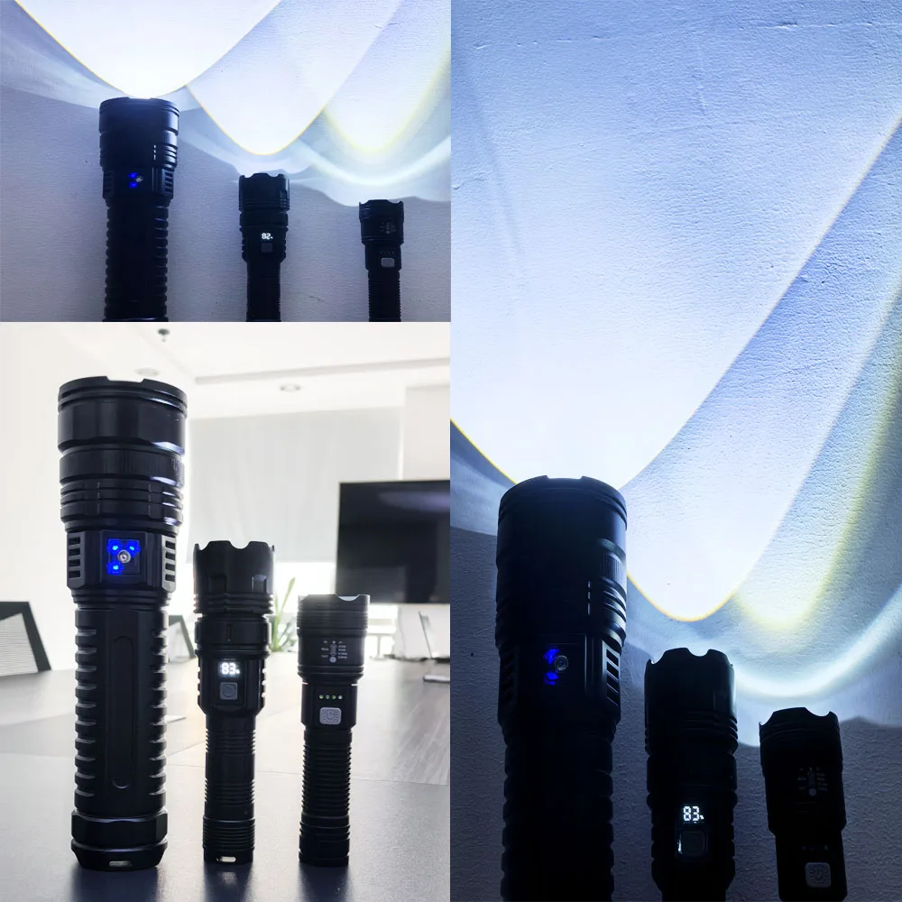 High Power Long-range Lantern Super Bright LED Flashlight USB Rechargeable Tactical Torch With Sidelight Lamp Waterproof Outdoor