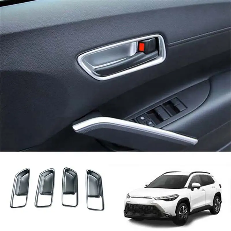 A04G-Car Black Interior Door Handle Bowl Panel Decoration Cover Trim For Toyota Corolla Cross 2021 2022 RHD Handle Trim Parts