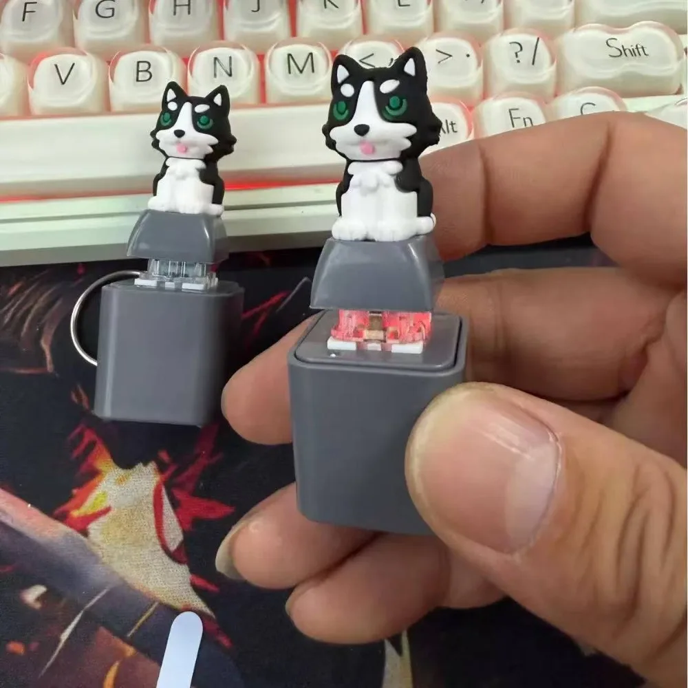 LED Light Animal Glowing Sound Keychain Clicky Sounding Cartoon Animal 3D Mechanical Button Click Tactile Switch Plastic