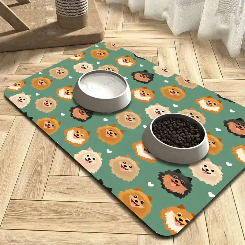1pc Multi-Size Pomeranian Full Print Pet Feeding Mat, Cute Design, Easy-Clean Surface, Suitable for All Breeds, Portable