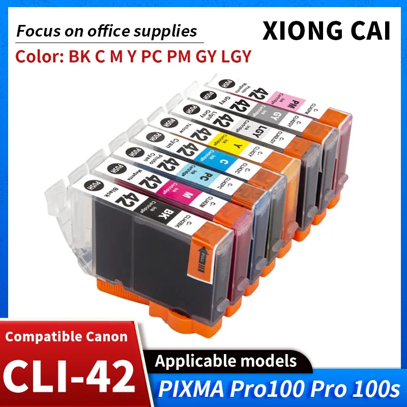 Nuova cartuccia di inchiostro CLI-42 compatibile per stampante Canon PIXMA Pro-100 Pro-100S cartuccia di inchiostro Pro100 cli42BK C Y GY LGY M PC PM Ink