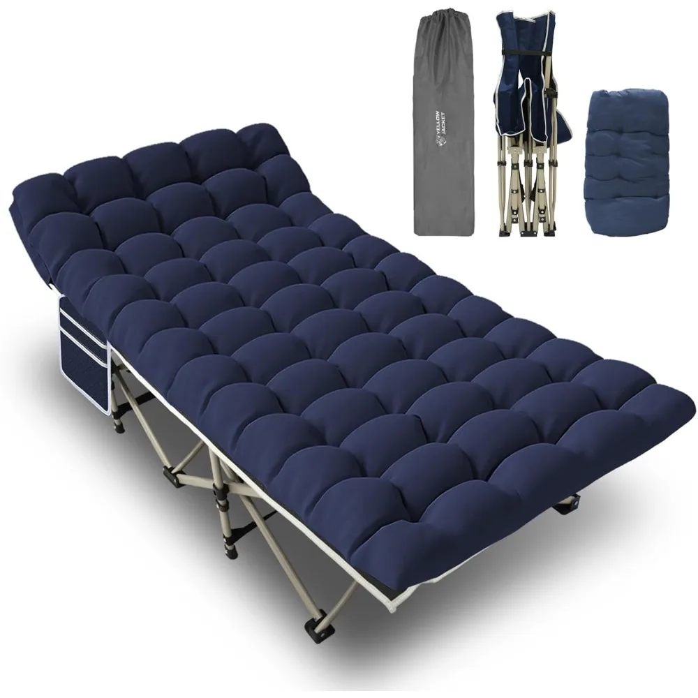 

Folding Camping Cot with Mattress, Upgraded 32" Wide Cot for Camping and Adults Idea for Home, Office & Travel