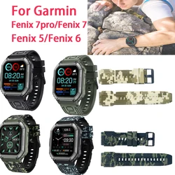 Printed camouflage silicone strap 22mm For Garmin Fenix 7pro/Fenix 7/Fenix 5/Fenix 6 Watch band replacement accessories