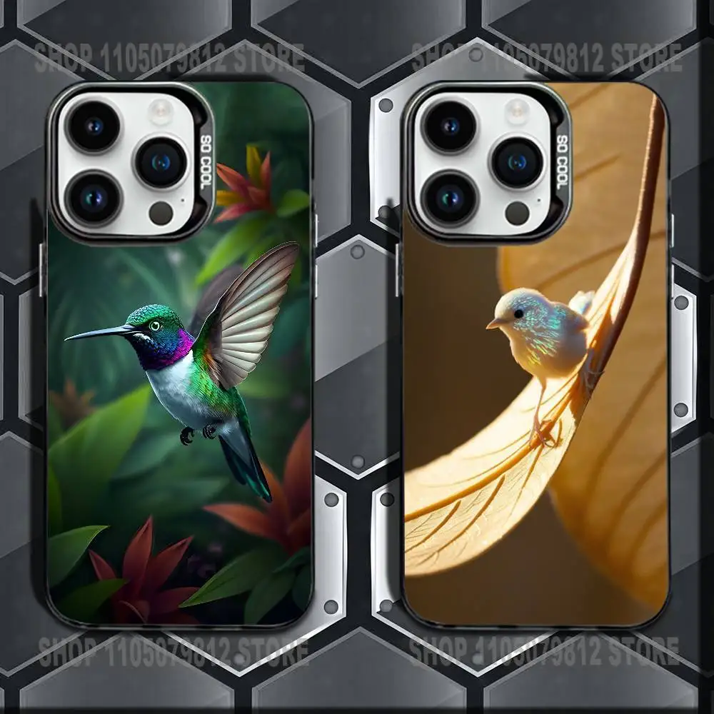 

H-Humming birdS Phone Case For iPhone 17,16,15,14,13,12,11,X,Mini,Pro,E,MAX Black Candy Matte Shockproof Cover