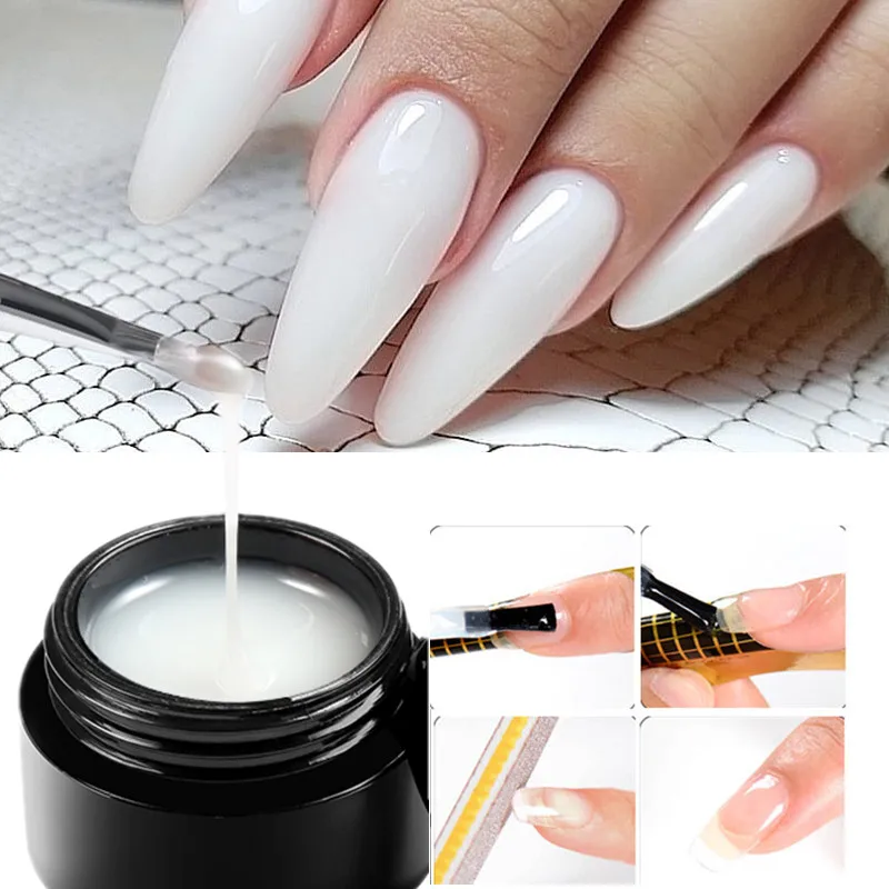 2Pcs Nail Extension Gel Wit Clear Naakt Glitter Building Uv Gel Voor Nagels Vinger Extensions Form Tips Franse Nagels manicure