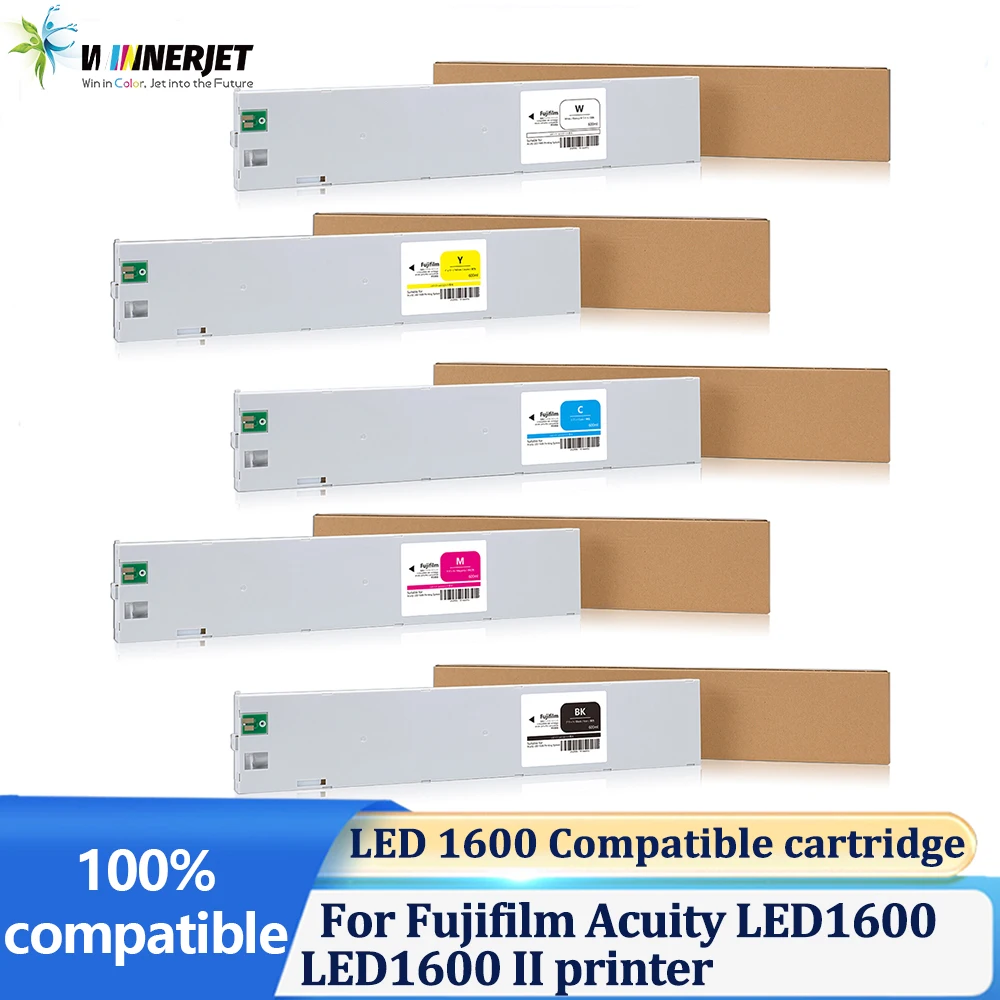 

Winnerjet 600ml LED 1600 Compatible ink cartridge With UV ink With one time use chip For Fuji Acuity LED1600 LED1600 II printer