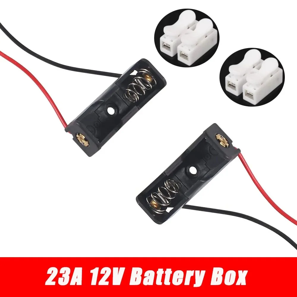 1pc/2pcs 12v 23a bateria clipe titular caixa caso titular com fio chumbo pino brinquedos diy fazendo baterias de plástico preto caixa sem bateria