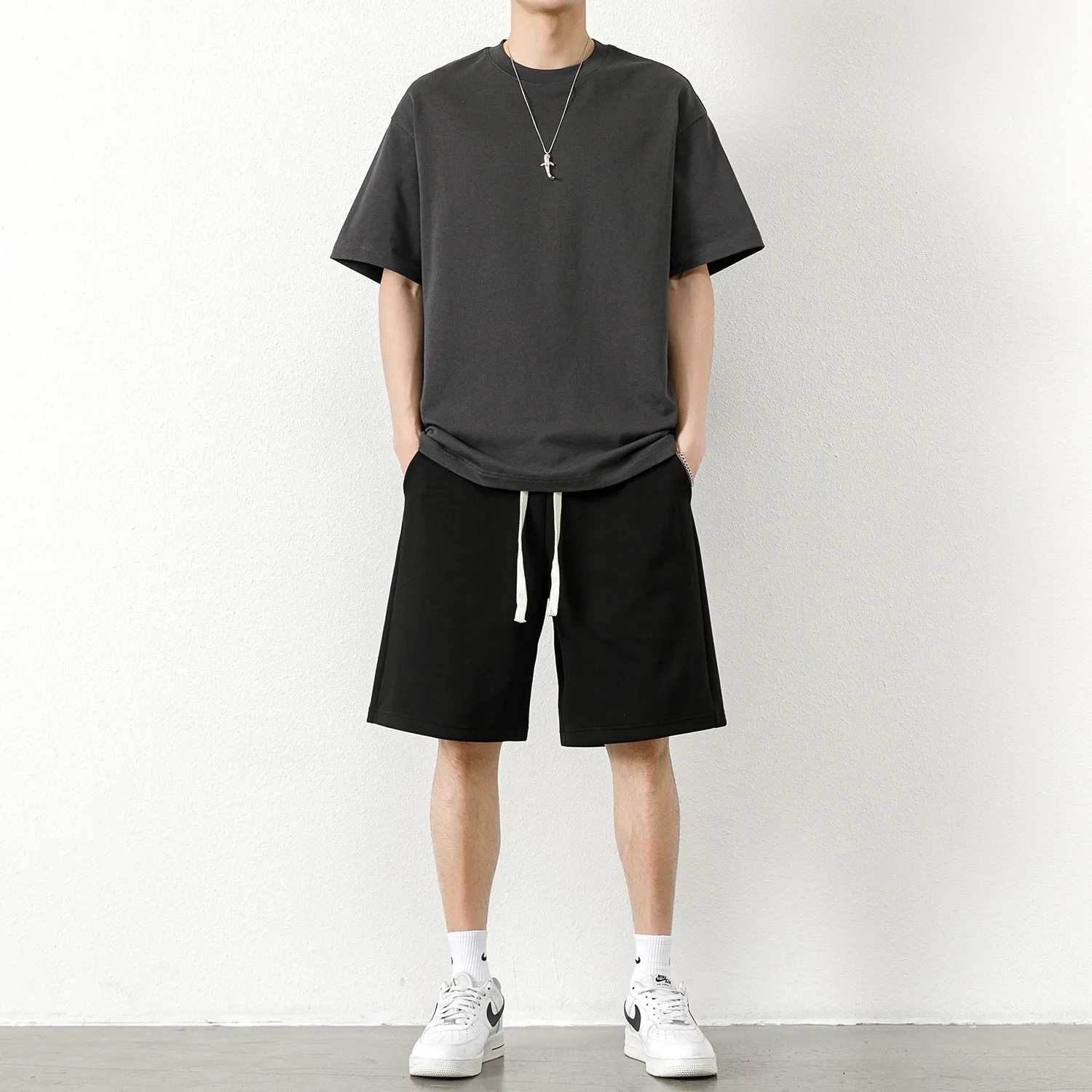 

Мужской летний комплект спортивной одежды ort Sve Baskeall, однотонная футболка и f Sve orts, двухсекционный повседневный ансамбль Faion