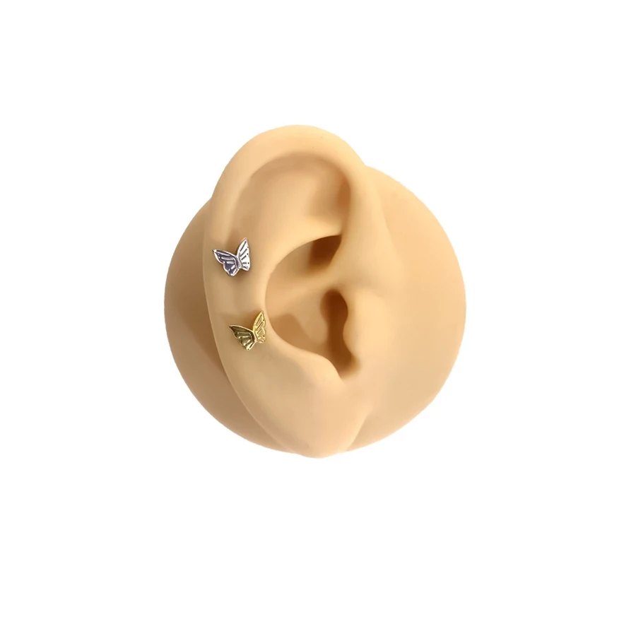 الذهب اللون G23 التيتانيوم الأذن الزنمة ثقب ، Labret التوصيل ، أقراط Daith ، الثقب اللولب ، 1 قطعة