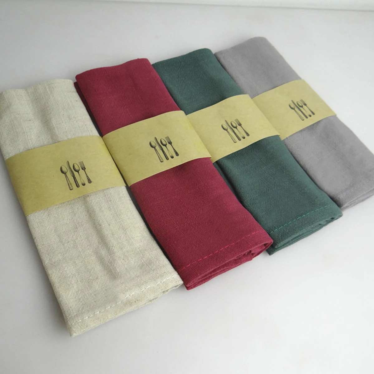 

Plain Color Flax Friendly Kitchen Dining Hotel Restaurant Baking Cloth Fabric Cloth Napkins Dinner Napkins