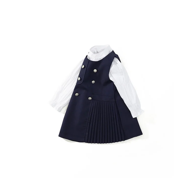 

MDDGirls' Preppy Style Outfit for Young and Middle-aged Children2025 Spring and Autumn Style Children's Double-Breasted Vest Lon