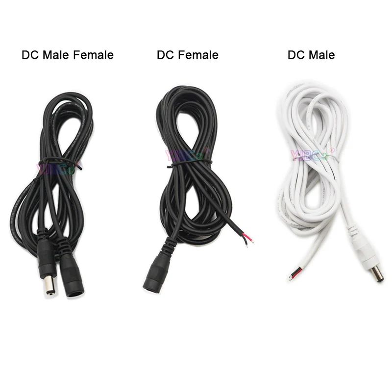 

10 pieces 0.5m 1m 2m 3m 5m DC cable connector LED DC Power Plug with extension wire DC female and Male Jack adapter 5.5 * 2.1 mm