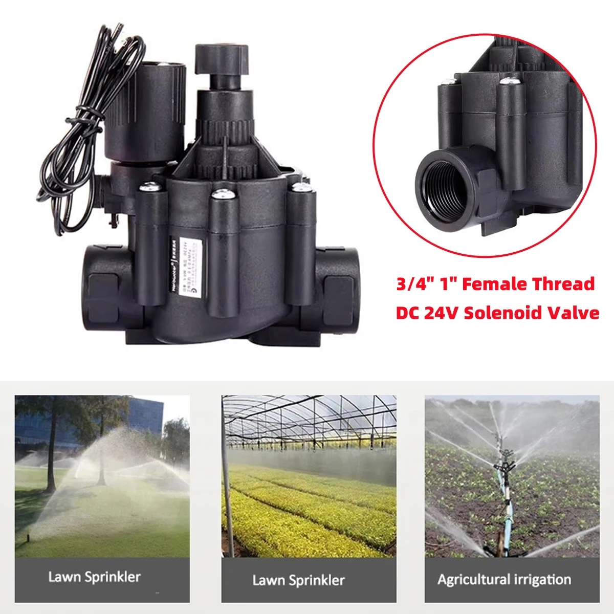 

DC24V Intelligent Irrigation Solenoid Valve 3/4"1" Female Thread Garden Agricultural Irrigation Fertilization Flow Control Valve