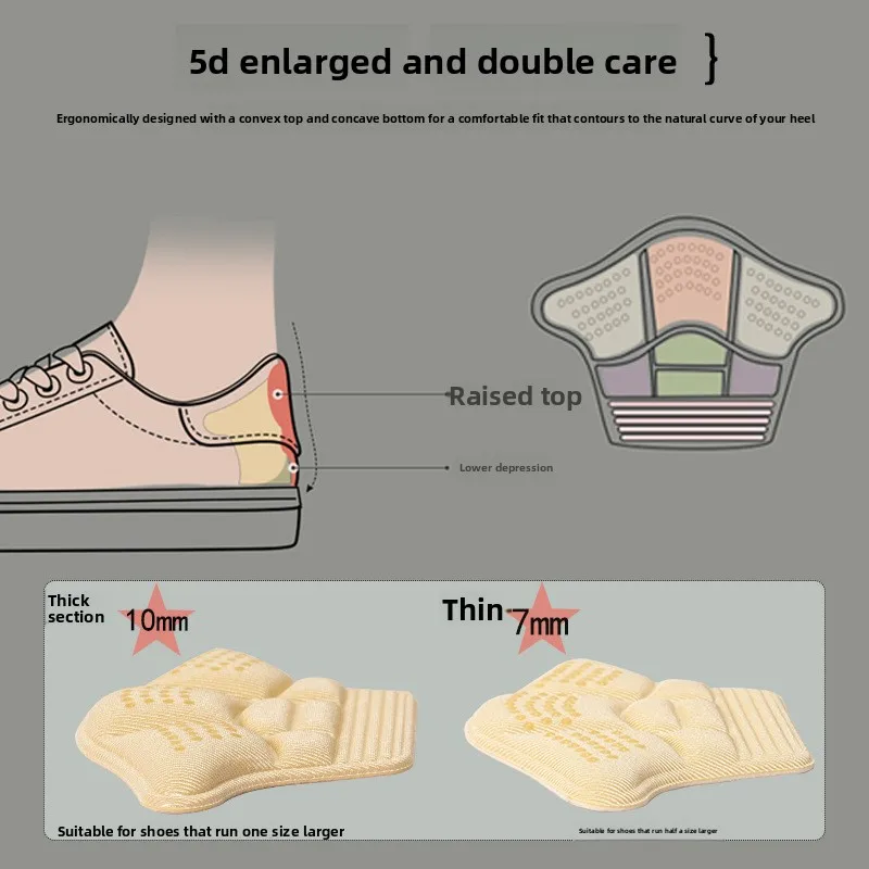 10Pack Heel Pads for Too Big Shoes Self-Adhesive Heel Protectors Heel Inserts Improve Shoe Fit and Comfort Prevent Heel Slippage