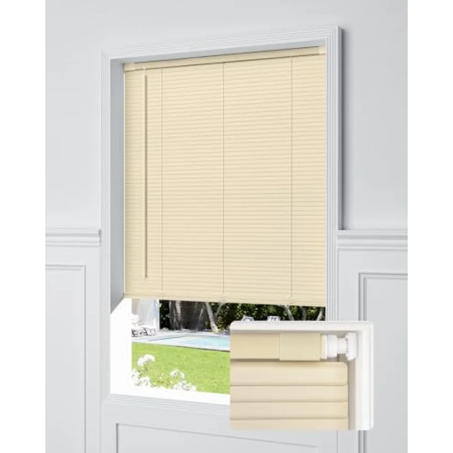 

No Drill Blinds for Windows 1" Vinyl L-Shaped Slats Cordless Mini Blinds for Home for Window Size 20" W × 48" H