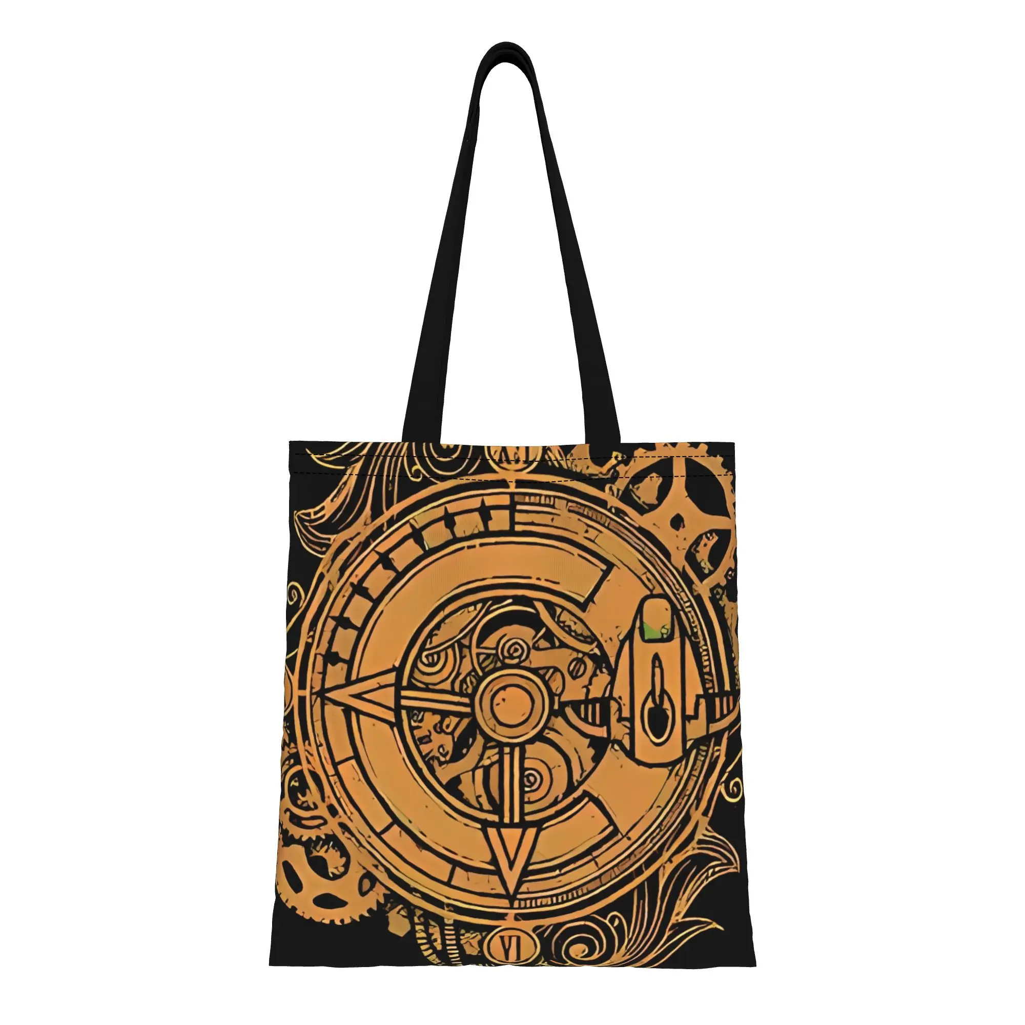 C-Chrono Trigger Clock Epoch Canvas Woman Tote Bag for Shopping Travel Outdoor Heavy Duty Shoulder Handbag