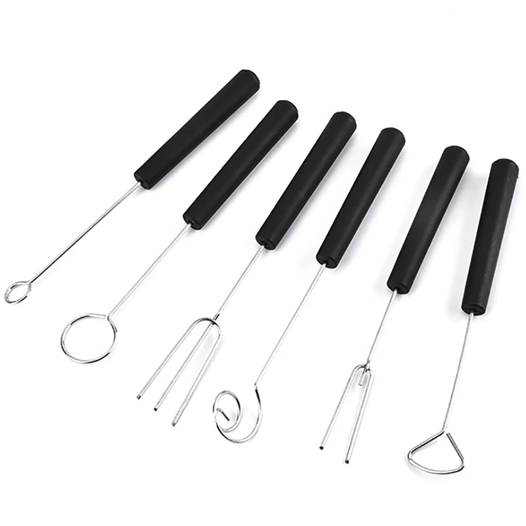 6Pcs Stainless Steel Chocolate Dipping Fork Set Candy Cake Dipping Tool Dessert Cheese Fruit Fork Baking Tool Kitchen Gadgets