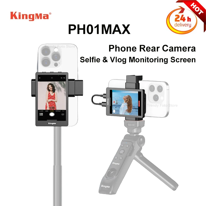 

Экран монитора KingMa PH01 MAX для использования задней камеры телефона для смартфона, селфи, видеоблог, прямая трансляция видеозаписи