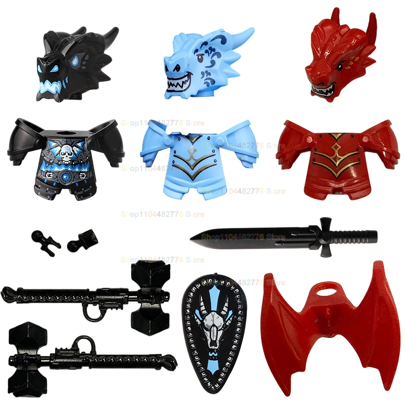 

QQ04-7 MOC Dragon Knights Undead Knight Тяжелая броня Солдат Воин Кирпичи аксессуары Строительные блоки фигурки Развивающие игрушки