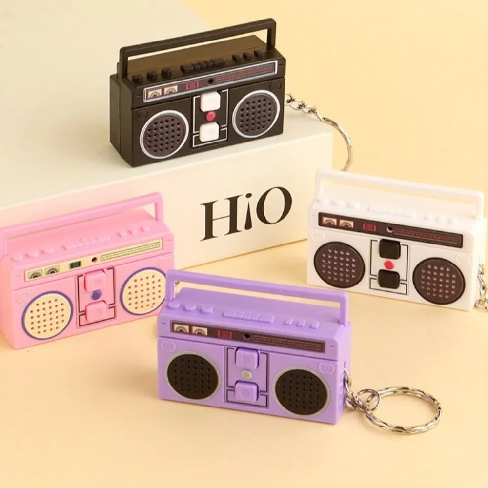 Mini Size Radio Shape Keychain Plastic Material Retro Style Music Recorder Keychain Exquisite Design Macaron Color