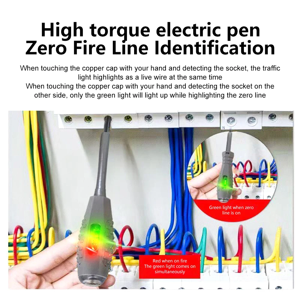 Caneta Testadora de Tensão Sem Contato Lápis de Teste de Indução Detector de Potência Voltímetro Chave de Fenda Elétrica Indicador de Tensão 12-220V