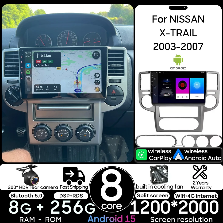 

Android для NISSAN X-TRAIL Xtrail 2003-2007 автомобильный мультимедийный плеер радио видео стерео навигационный блок беспроводной CarPlay Auto 2din