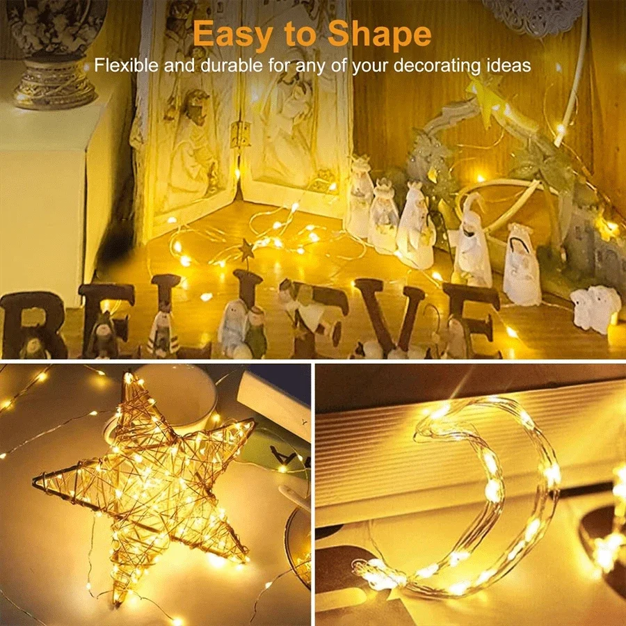30pcs Warm White Fairy Lights, 3 Modes, Led Flashing Light String, Suitable For Parties, Festivals, Weddings, Birthdays