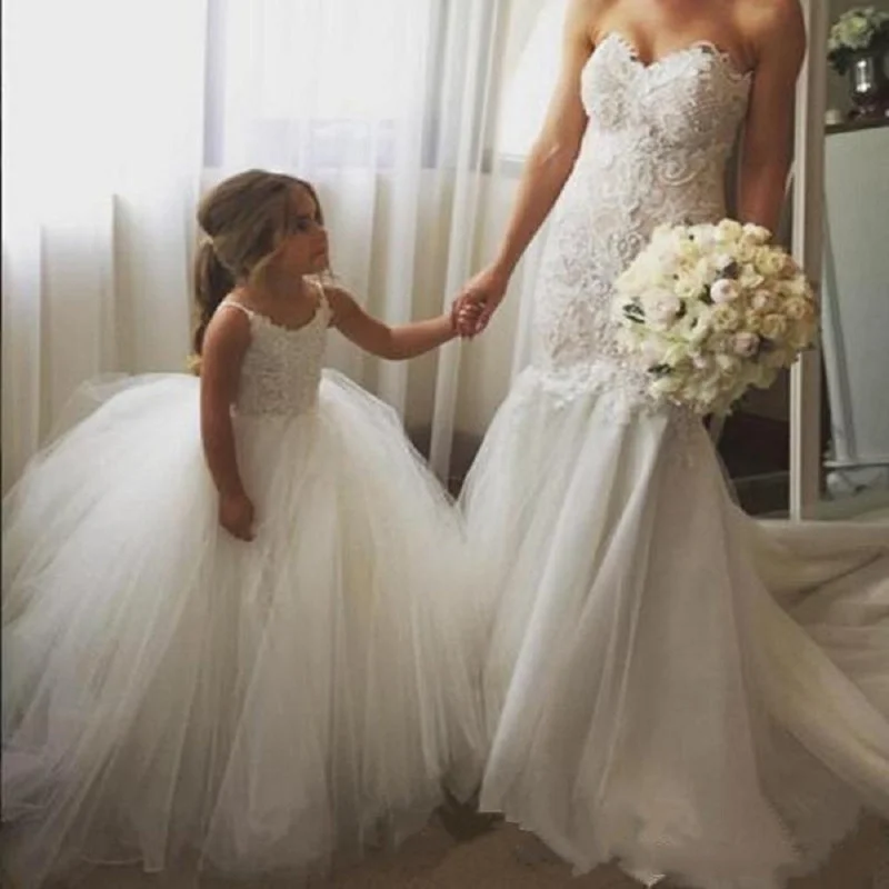 

Cross-Border Trade European and American Children's Wedding Dress Lace Flower Girl Dress Performance Host Birthday Strap Puffy L