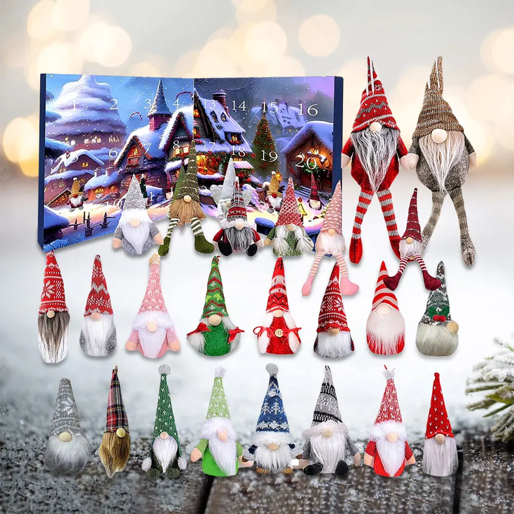 2024 Christmas Gnome Holidays Advent Calendar Gnome Dolls with Surprise Toys 24 Days Xmas Countdown Calendar for Kids Boys Girls