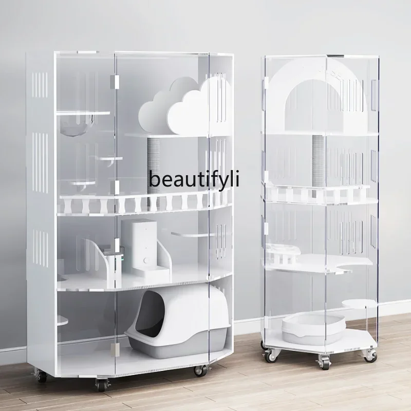 

LX49Panoramic Transparent Luxury Cat Villa Non-Solid Wood Cat Cage Acrylic Cat CabinetSSS