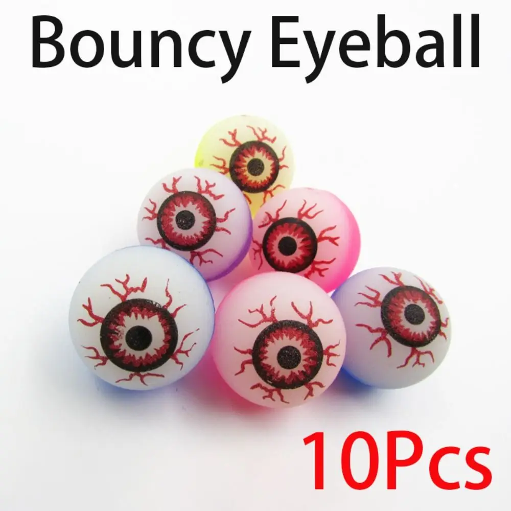 10Pcs Eye Ball Bouncy Eyeball Glowing Doll Multicolour Bouncy Ball Children Toy Horror Demon Eye Halloween Terror Prop