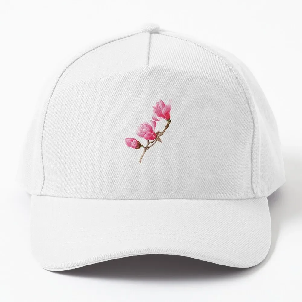 Pink magnolia flower Watercolor Painting Baseball Cap Big Size Hat Sun Cap funny hat Mens Hats Women'S