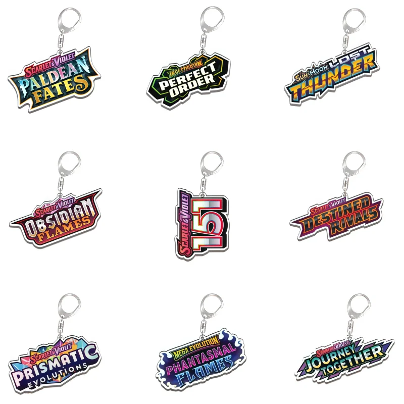Porte-clés Pokémon Lettres Flammes Fantasmiques Évolutions, Cadeau pour Fans d'Anime et de Jeux, Pendentif de Sac à Dos en Acrylique Recyclé, Décoration, Jouet Rare